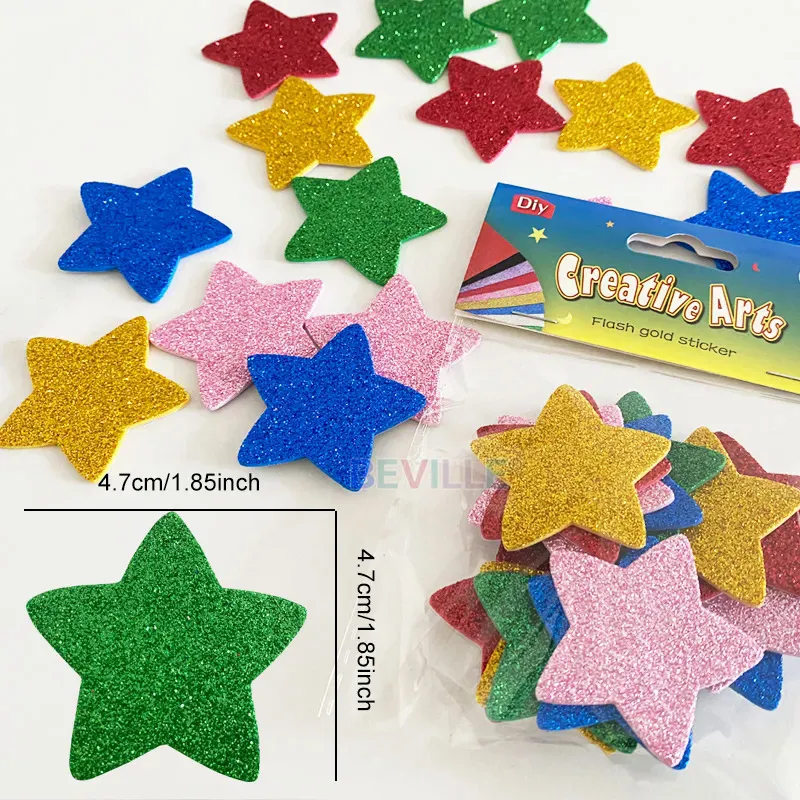 3-D Gold Star Glitter Foam Dimensional Stickers