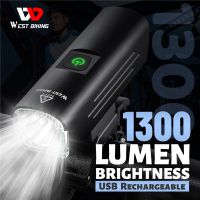 WEST BIKING Contest Level Bicycle Light 1300 Lumen USB Rechargeable Flashlight MTB Road Bike LED Headlight Waterproof Rear Lamp Lights Reflectors