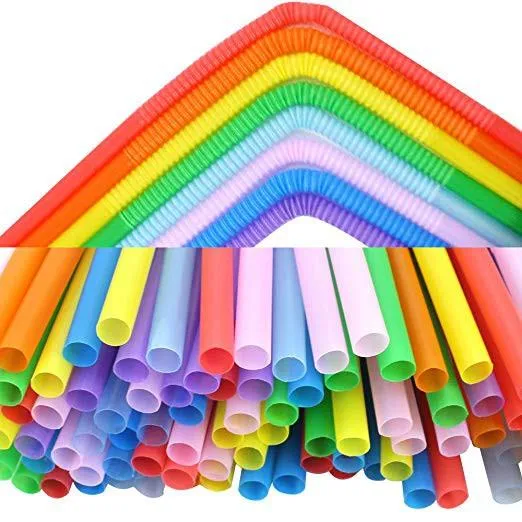 100Pcs 10.3 inch Colorful Extra Long Flexible Drinking Straws