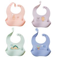 【DT】hot！ Baby Bib Adjustable Picture Saliva Dripping Bibs Soft Edible Silicone Drooling Scarf