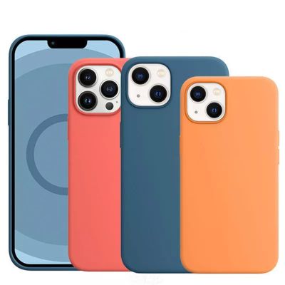 [Yellow peach flavor]เคสซิลิโคนเหลวของแท้,เคสสำหรับ iphone iPhone 13 Pro Max เคสชาร์จไร้สายแม่เหล็กฝาหลังโทรศัพท์13Pro เป็นทางการ