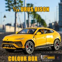 1:24 Simulation URUS Bison SUV Alloy Sports Car Model Diecasts Metal Off-road Vehicles Car Model Sound and Light Kids Toys Gift Die-Cast Vehicles