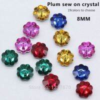 hotx【DT】 6/8/10/12mm Sparkling plum flower Sewing Glass stone sew on Rhinestones jewels 1-hole beads button diy design