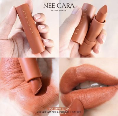 NEE CARA N-1962-04 ลิปสติกเนื้อเวลเวทแมท นีคาร่าเบอร์ 04 สีส๊มส้ม ส้มสดๆเลยจร่า เนื้อลิปสีติดดีติดทน เนื้อเนียนเกลี่ยง่ายไม่เป็นคราบ