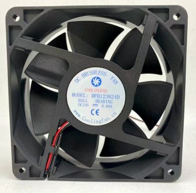 COOLINGFAN อินเวอร์เตอร์ DFB123824D 12038 24V 0.60A พัดลมทำความเย็น2สาย