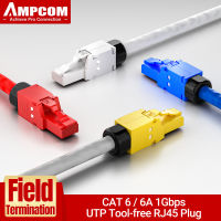 AMPCOM ตัวเชื่อมต่อ RJ45ปลั๊กแบบโมดูลาร์,CAT6A CAT6หัวปลั๊กสายเครือข่าย UTP Toolless เชื่อมต่ออีเธอร์เน็ตสายเคเบิ้ลปลั๊กเครื่องมืออินเทอร์เน็ตฟรี