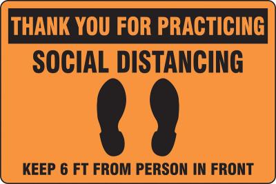 Social Distancing Floor SignThank สำหรับการฝึก Social Distancing Sancing PSR สีส้ม