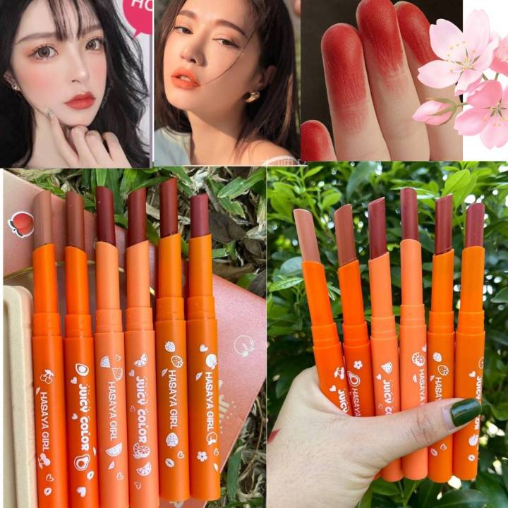 hh1044-เซตลิปติก-6ชิ้น-ขายดี-lipstick-ราคาถูกที่สุด-โทนส้มอิฐ-โทนแดงก่ำ-ลิปสติก-เครื่องสำอาง-ทาปาก