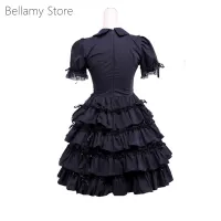 Made for You Gothic Lolita Dress Black Bow Multi-layer Cotton Turndown Collar skirt