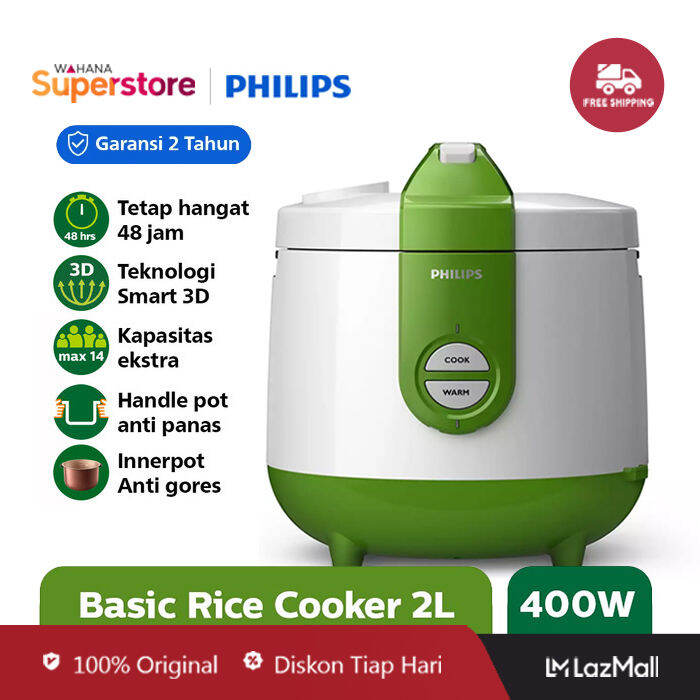 Philips Rice Cooker 2 Liter HD3119/30 Hijau Lazada Indonesia