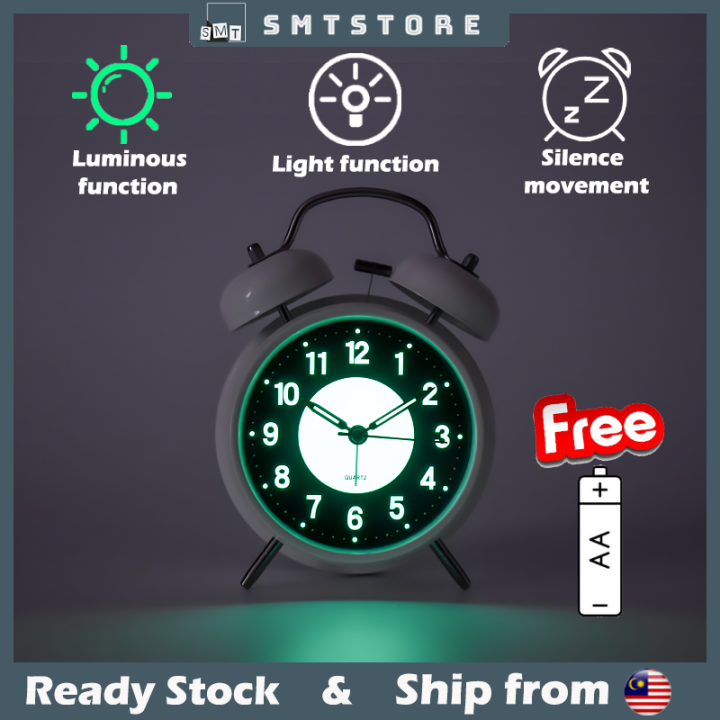 Super loud luminous silence alarm clock with night light function Lazada