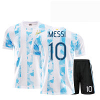 เสื้อยืด NO.10 Leo Messis ผู้ใหญ่แขนสั้นกางเกงขาสั้นเสื้อแข่งฟุตบอล20-21อาร์เจนตินากล่องใส่แหวนฟุตบอลทีมผู้ใหญ่ชุดชุดฟุตบอลที่กำหนดเอง