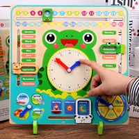 Wooden Toys Montessori kids Weather Season Calendar Clock Time Cognition Preschool English Education Teaching Toys For Children
