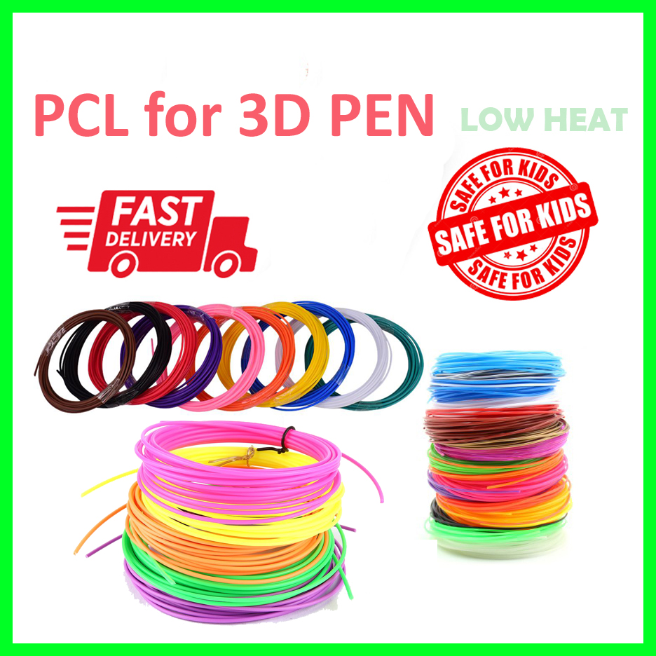 PCL Filament Refill for Low/Room Temperature Kids 3D Printer Pen Filaments Each Color 5m 3D Printing Pen 