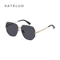 [มีกล่อง] KATELUO A0750แฟชั่นสตรีแว่นกันแดด ย้อนยุคสแตนเลสขนาดใหญ่กรอบกระจกบังแดด