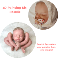 3D Painting Kit Rosalie Reborn Baby Doll Mold With Hair And Eyelash Add Magnet More Realistic Easy DIY Toy 19 Inches