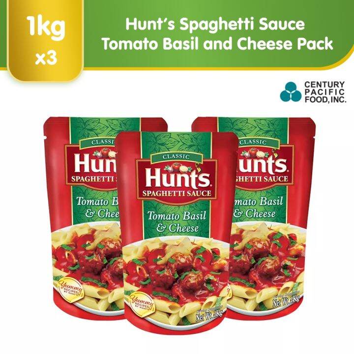 Hunt's Spaghetti Sauce Tomato Basil and Cheese 1kg Pack of 3 (Expiry