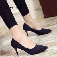 Cresfimix women fashion black office high heels lady casual comfortable spring &amp; summer office high heel shoes sweet blue pumps