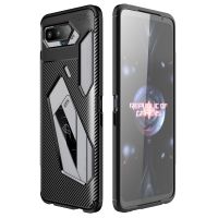 (เทคโนโลยีขั้นสูง) สำหรับ Asus ROG Phone 5เคส TPU กันกระแทกเนื้อคาร์บอนไฟเบอร์ (สีดำ)