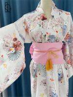 Luck A Peach Blossom Wish Rabbit Yukata Set น่ารักฤดูร้อนเสื้อคลุมอาบน้ำคอสเพลย์เอวเข็มขัดเอวโบว์สีชมพูแดงน้ำเงิน