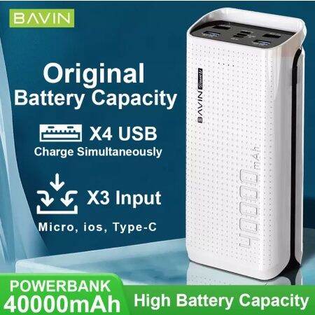 (PC077) BAVIN 40000MAH Powerbank Fast Charging Large Battery Capacity 2 ...