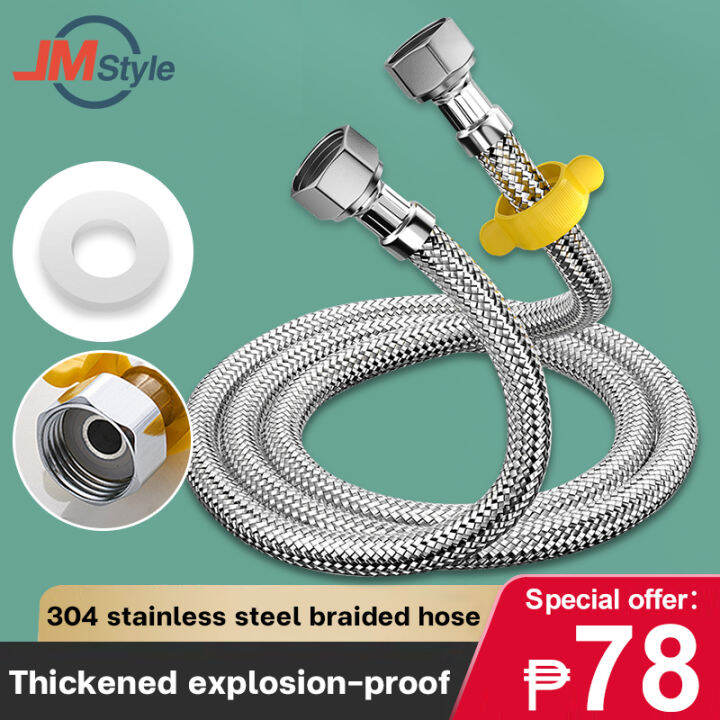 JMS 304 stainless steel braided tube hot and cold hose toilet water ...