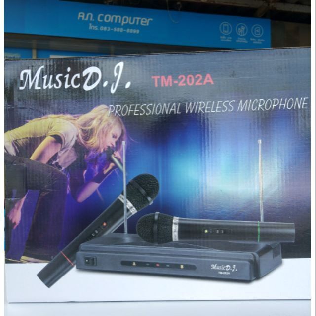 microphones-amp-accessories-ไมโครโฟนไร้สาย-ไมค์ลอยคู่-music-dj-microphone-wireless-tm202a