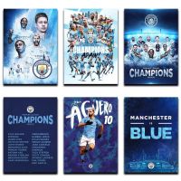 ✺ Mancity โปสเตอร์ผ้าใบ ลายทีมฟุตบอล Champions สําหรับตกแต่งผนัง