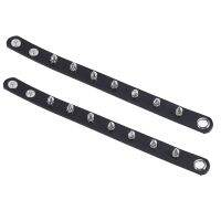 2X Press Stud Buckle Spike Studs Decor Black Faux Leather Wristband for Men Lady