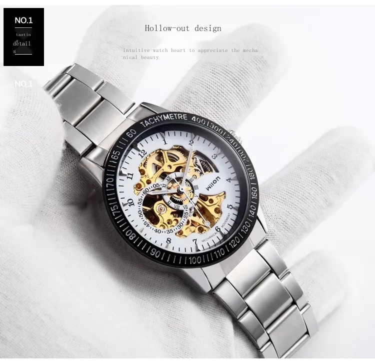 2023 brand new watch hollow automatic mechanical watch men's watch digital  sports model 2002 【Mar】 