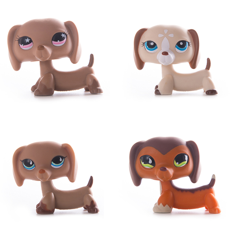 Littlest Pet Shop Brown Tan Flower Ears Dachshund Puppy Dog Blue Eyes #518 LPS 
