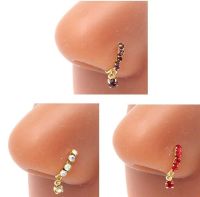 【HOT】 Piercing Jewelry new arriving simple nose stud Oval Chain stone hoop ring for women