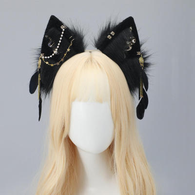 Cross Halloween Party Feather Fringe Hair Accessories Gothic Style Headband Wolf Ears Headwear Foxes Ears Headband