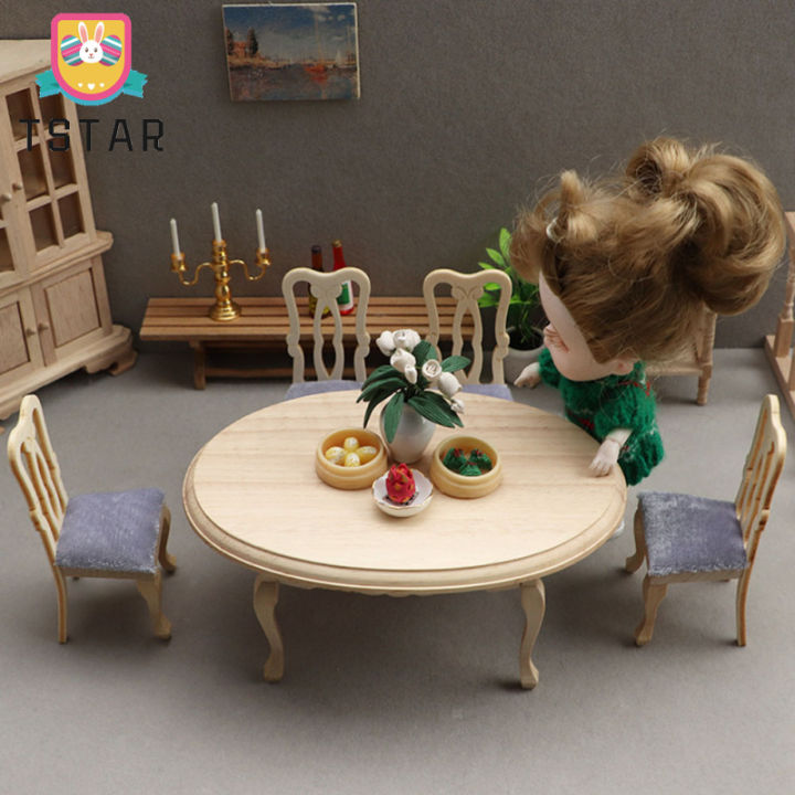 1-12บ้านตุ๊กตามินิเฟอร์นิเจอร์รุ่นชุดโต๊ะเก้าอี้ร้านอาหารฉากรุ่นตุ๊กตาเฟอร์นิเจอร์อุปกรณ์ตกแต่งบ้าน-cod