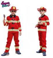 ชุดแฟนซีเด็กอาชีพในฝันนักผจญเพลิง Little Fireman fancy costume ในเซ็ทประกอบด้วย เสื้อ กางเกง และหมวก คุณภาพดีเหมาะกับเด็กใส่ไปงานแฟนซีปาร์ตี้งานโรงเรียน ช่วยเสริมจินตนาการ มีไซส์สำหรับสูง 110 - 140 ซม.