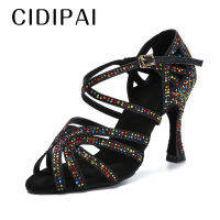 CIDIPAI สตรีสี Rhinestone รองเท้าเต้นรำละตินนุ่มแต่เพียงผู้เดียวรองเท้าเต้นรำบอลรูมสุภาพสตรีพรหมรองเท้าแตะรองเท้าแต่งงานสำหรับผู้หญิง