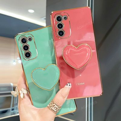 S 21 20 Plating Love Heart Phone Holder Case For Samsung Galaxy S21 Plus Ultra S20 Fe 5g S22 S23 Luxury Silicone Cover On S20fe