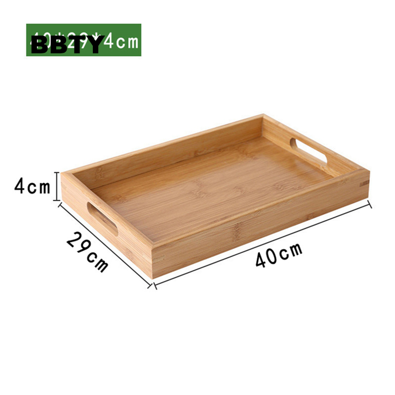 Wooden Serving Tray With Handles Food Wood Table Bamboo Trays Large Rectangular 