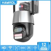 Hamrol 8MP 4K Dual Lens 8X Zoom Outdoor Speed Dome PTZ WiFi Camera With Anti-theft Siren Alarm Auto Tracking CCTV IP Camera