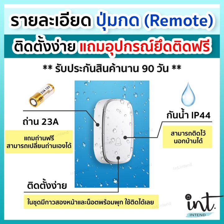 pro-โปรแน่น-มีคลิปการใช้งาน-กริ่งไร้สาย-กริ่งบ้าน-ออดบ้าน-ออดบ้านไร้สาย-wireless-doorbell-2-รีโมท-4-ตัวรับ-by-int-intend-รีโมท-ไม้-กระดก-จู-น-รีโมท-รั้ว-รีโมท-รีโมท-บ้าน-จู-น-รีโมท