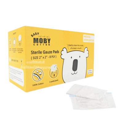 BABY MOBY - Sterile Gauze Pads ผ้าก๊อซ สเตอไรส์ ผ้าก๊อซเช็ดฟัน เช็ดลิ้นเด็ก เช็ดลิ้น แบบกล่อง 40 ซอง