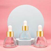 ¤▧ 15ml 30ml Glass Dropper Bottle Empty Cosmetic Packaging Container Vials Essential Oil Bottles Golden lid subuliform bottle