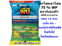 ยกแพค 10 ซอง พีบี (ตรากิเลนฟ้า ) ไตรไซคลาโซล 75% WPเนื้อดีละลายง่าย (ตัวเดียวกับ บีม75 )ขนาดบรรจุ 100 กรัม ใบไหม้ โรคขอบใบแห้ง ใบจุด