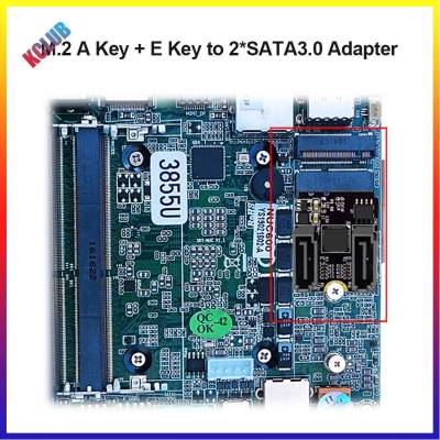 โซลิดสเตทไดรฟ์ M.2คีย์/E ไปยัง2พอร์ต SATA3.0การ์ดอะแดปเตอร์สำหรับคอมพิวเตอร์พีซี