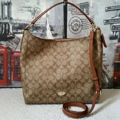 Coach C1523 Signature Pennie Hobo Brown Black