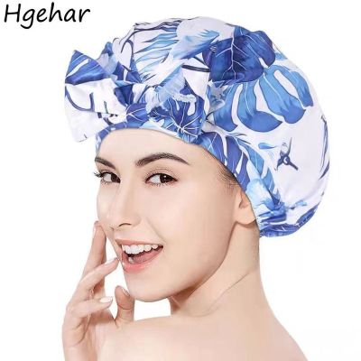 Bow-knot Shower Caps Women Cute Waterproof Bath Hats Face Washing Make-up Moisture Proof Double Layer Head Cover Hair Bonnet New Showerheads