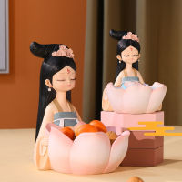 Girl Figure Statue with Storage Bowl Wedding Birthday Gift Candy Snack Nut Fruit Makeup Organizer Sculpture Home Decor Ornament