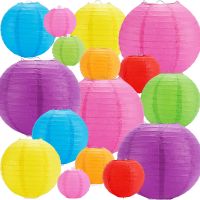 16pcs/Lot 4 10 inch Mix Size Chinese Paper Ball Lampion Hanging Colorful Wedding Decoration Paper Lanterns Lampshade Party Decor