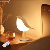 3 Colors Wireless Remote Control Bedside Lamp Creative Touch Switch Wooden Bird Night Lights Bedroom Table Reading Lamp