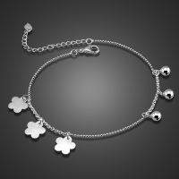 Summer Beach Barefoot Sandals Anklets Bohemia Women 100 925 Sterling Silver plum flower Anklet Bracelet on the leg Foot Jewelry